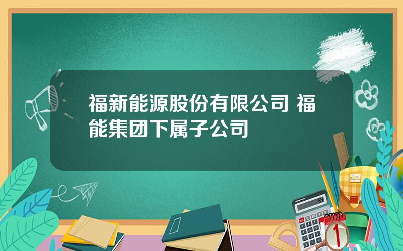 福新能源股份有限公司 福能集团下属子公司